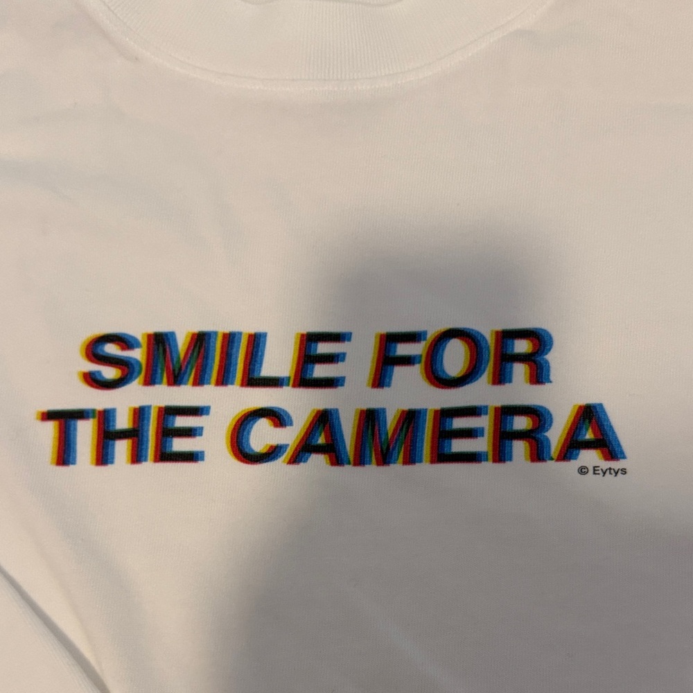 Women’s White Long Sleeve Shirt with Graphic Text - Picture 2 of 7